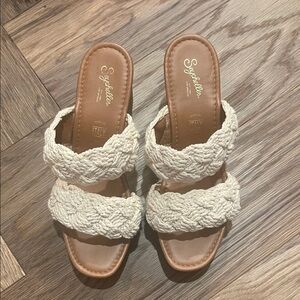 Seychelles Braided Double-strap Slide Sandals in Cream